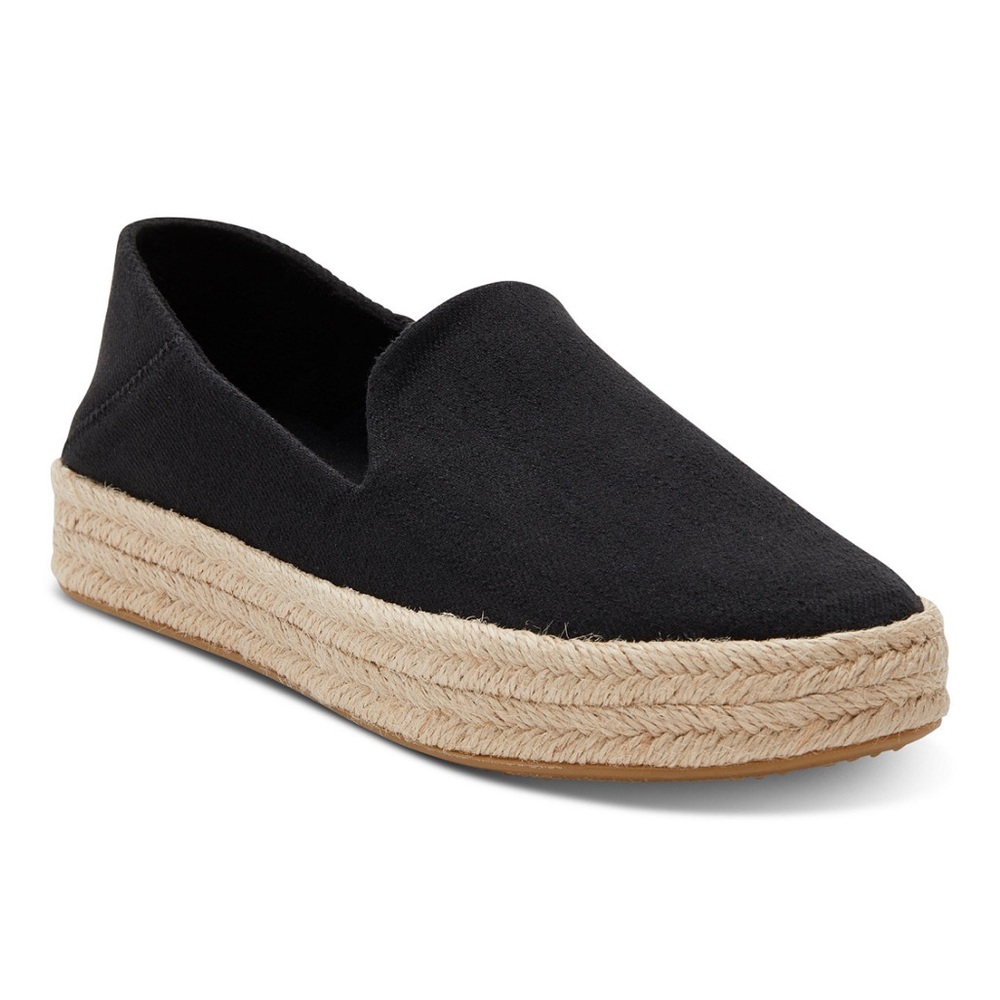 Toms Black Canvas Espadrille Slip-Ons